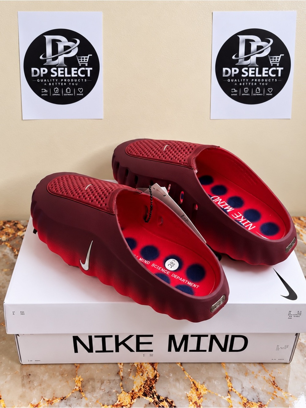 Nike Men's Burgundy Red Slip-On Clog with Polka-Dot Insole